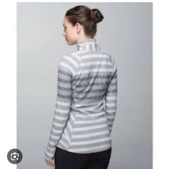 lululemon athletica Heather Gray Striped Track Jacket - Picture 3 of 6